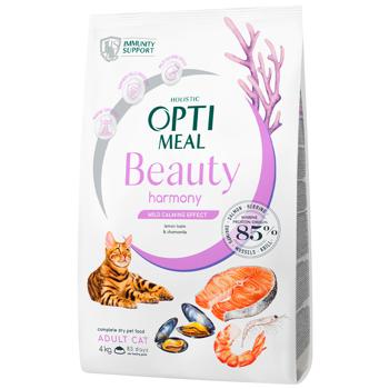 Корм сухой Optimeal Beauty Harmony с морепродуктами для взрослых кошек с успокаивающим эффектом 4кг - купить, цены на MasterZoo - фото 1