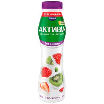 Aktivia Strawberry-Kiwi Lactose-Free Bifidoyogurt with Bifidobacteria Actiregularis 0.5% 260g - buy, prices for COSMOS - photo 1