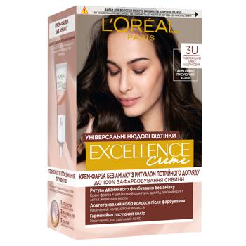 Краска для волос L'Oreal Paris Excellence Universal Nude 3U Универсальный темно-каштановый - купить, цены на МегаМаркет - фото 1