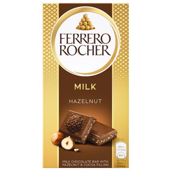 Шоколад молочный Ferrero Rocher с лесными орехами 90г