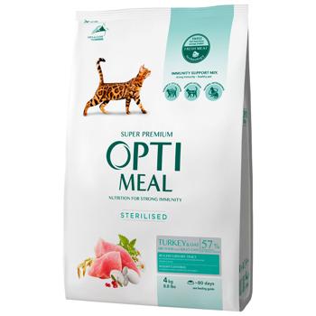 Корм сухой Optimeal с индейкой и овсом для стерилизованных кошек 4кг