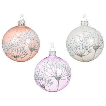 Decoris Dandelion Pastel Glass Christmas Tree Ball 8cm in assortment - buy, prices for METRO - photo 1