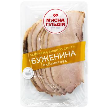 Буженина М'ясна Гільдія Оксамитова з пажитником запечена нарізка вагова - купить, цены на Auchan - фото 2