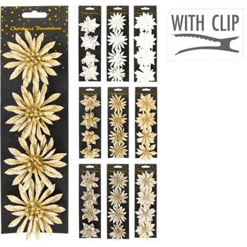 Набор декоративных цветов Koopman на клипсе 8см 4шт в ассортименте