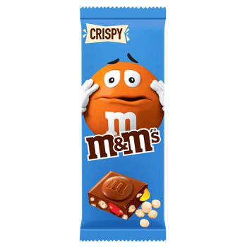 M&M’s Tablet Crispy Milk Chocolate with Puffed Rice and Dragee 150g - buy, prices for NOVUS - photo 1