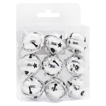 Набор круглых колокольчиков серебряные 9шт 3см - купить, цены на КОСМОС - фото 3