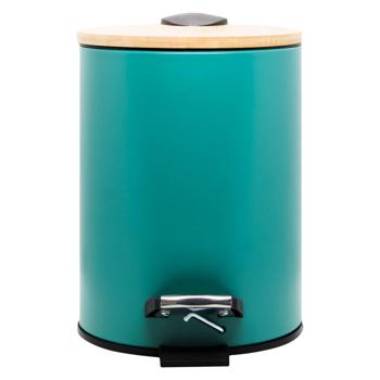 Actuel Green Metal/Bamboo Waste Bin with Pedal 3l - buy, prices for Auchan - photo 1