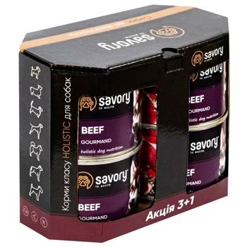 Savory Wet Food with Beef for Dogs of All Breeds 3+1pcs x 200g - buy, prices for MasterZoo - photo 1