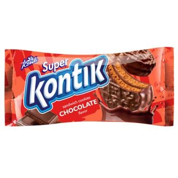 Konti Super Kontik Sandwich Cookies with Chocolate Flavor in Glaze 90g - buy, prices for Ideal - photo 1