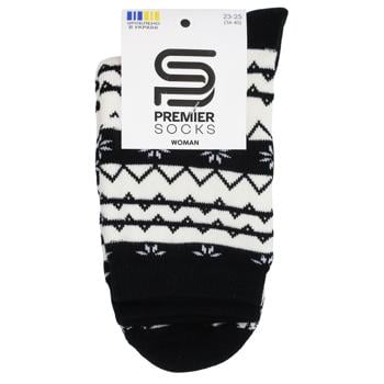 Premier Socks Terry Women's Socks with Pattern s.23-25 Black and White