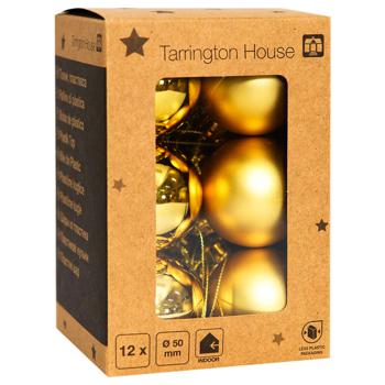 Tarrington House Set of Christmas Tree Shine Gold Balls 50mm 12pcs - buy, prices for METRO - photo 1