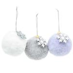 Куля ялинкова Actuel хутро з сніжинками 7,8см в асортименті