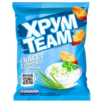 Сухари Хрум Team Багет со вкусом сметаны и зелени 55г - купить, цены на ЕКО Маркет - фото 1