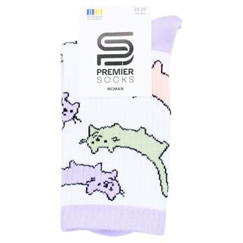 Premier Socks Women's Spring Bright Cats Crew Socks s.23-25