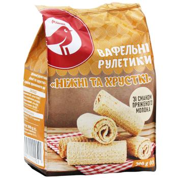 Рулетики вафельні Auchan зі смаком пряженого молока 200г - купити, ціни на - фото 3