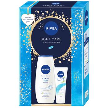 Набір подарунковий Nivea Soft Care Гель-догляд для душу 250мл + Крем для обличчя, рук та тіла Зволожуючий 75мл - купити, ціни на Auchan - фото 1