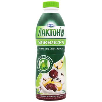 Закваска Лактонія вишня-банан-льон 1,5% 750г - купити, ціни на NOVUS - фото 1