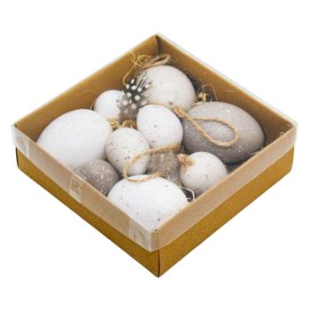 Egg with Feather Easter Pendants Set 4*6cm and 3*4cm 10pcs - buy, prices for MegaMarket - photo 3