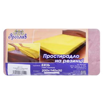 Простирадло Ярослав бязь на резинці 200х140х20см бежево-сливовий - купити, ціни на NOVUS - фото 1