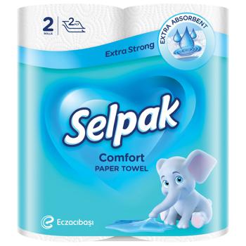 Рушники паперові Selpak Comfort 2-шарові 2шт - купити, ціни на МегаМаркет - фото 1