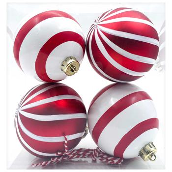 Actuel Stripes Christmas Tree Balls 8cm 4pcs - buy, prices for Auchan - photo 1