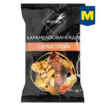 Суміш горіхів Rioba карамелізовані ядра 120г - купити, ціни на  - фото 1