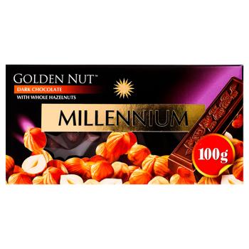 Шоколад черный Millennium Golden Nut с цельными лесными орехами 90г