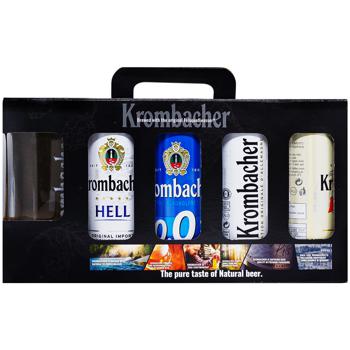 Набір пива Krombacher Pils 4,8% 0,5л + Krombacher Weizen 4,8% 0,5л + Krombacher Hell 6% 0,5л + Krombacher Pils 0% 0,5л + Келих 0,4л - купити, ціни на - фото 3