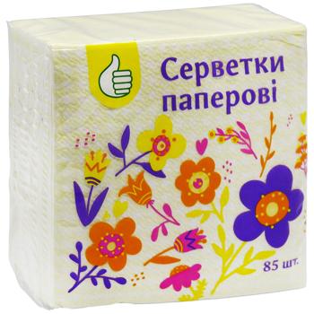 Салфетки Auchan бумажные однослойные желтые 24x24см 85шт - купить, цены на - фото 3