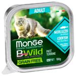 Корм влажный Monge Bwild Grain Free с треской и овощами для кошек 100г