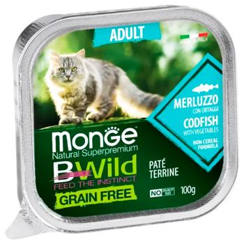 Monge Bwild Grain Free Wet Food with Cod and Vegetables for Cats 100g - buy, prices for MasterZoo - photo 1