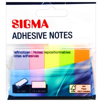 Sigma Self-adhesive Notes 15x50mm 5 Blocks x 100 Sheets
