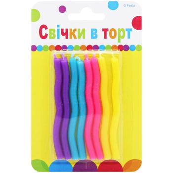 Festa Rainbow Candles for Cake 8pcs - buy, prices for Auchan - photo 2