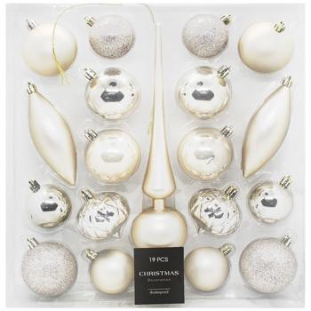 Set of Christmas Tree Decorations with Top 19pcs Champagne - buy, prices for Auchan - photo 1