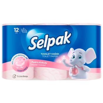 Туалетная бумага Selpak Perfumed Пудра 3-слойная 12шт