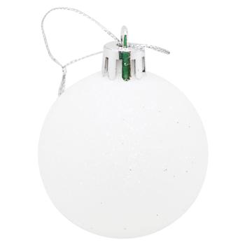 Plastic Glitter White Christmas Ball 5cm - buy, prices for MegaMarket - photo 1