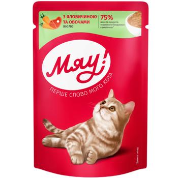 Miau! Jelly with Beef and Vegetables Wet Food for Adult Cats 85g - buy, prices for Auchan - photo 1