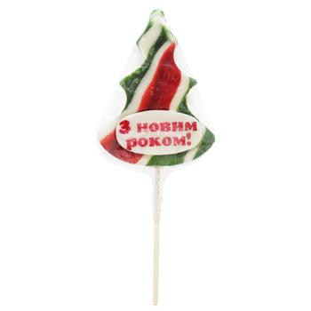 Леденец на палочке Roks с фруктово-ягодным вкусом Елочка с приветствием 70г - купить, цены на NOVUS - фото 2