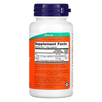 Now Foods L-OptiZinc with Copper 30mg 100 capsules - buy, prices for Biotus - photo 2