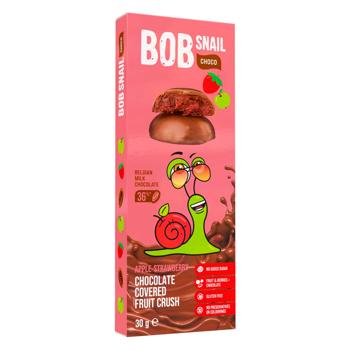 Bob Snail Apple-Strawberry Candy in Milk Chocolate without Sugar 30g