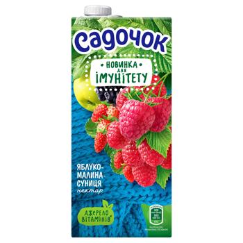 Нектар Садочок Яблуко-малина-суниця з м`якоттю 0,95л - купити, ціни на AlcoHub - фото 3