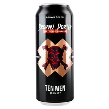 Ten Men Brown Porter Hazelnut Edition Semi-dark Unfiltered Beer 5.7% 0.5l - buy, prices for - photo 1