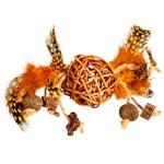 Wautcat Fun Natural Braided Ball with Bell and Feathers Cat Toy 20cm