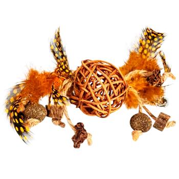 Wautcat Fun Natural Braided Ball with Bell and Feathers Cat Toy 20cm - buy, prices for MasterZoo - photo 1