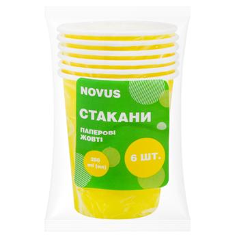 Стакан Novus паперовий жовтий 250мл 6шт - купити, ціни на NOVUS - фото 1