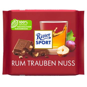 Ritter Sport Milk Chocolate with Jamaican Rum, Raisins and Nuts 100g - buy, prices for NOVUS - photo 1