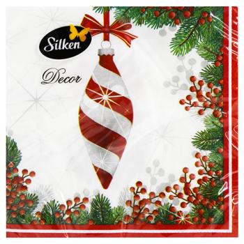 Silken Christmas Tree Branch with Toy 3-Ply Table Napkins 33*33cm 18pcs