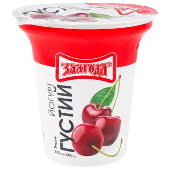 Zlagoda Thick Cherry Yogurt with Sugar 2.2% 230g