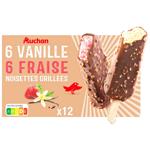 Мороженое Auchan ваниль/клубника в шоколаде 12шт 450г