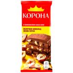 Шоколад молочный Корона с измельченными лесными орехами 85г